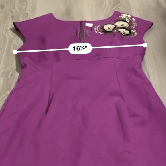Trina Turk Purple Embellished Short Sleeve Fit & Flare Midi Dress Size 8 - Picture 7 of 9
